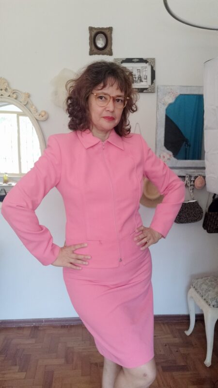 Tailleur original anos 90, da marca zoomp, na cor rosa, lindo!