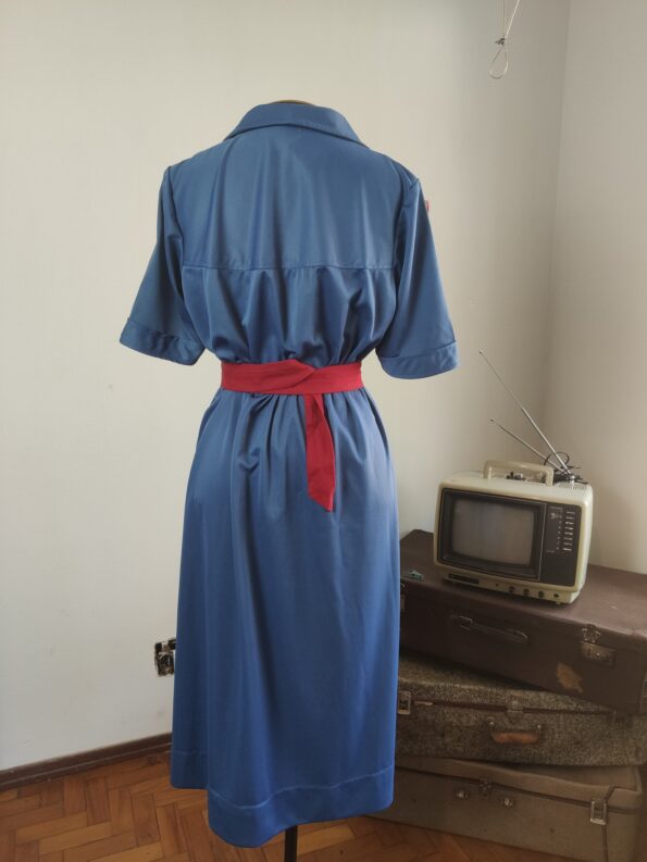 vestido anos 80 azul,.